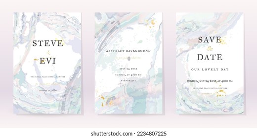 Marble Watercolor Set Vector Background. Template Wedding Art Design. Gold Luxury Spray on Marble Texture. Pastel Tones Style. Classic Minimalistic Invitation. Creative Cover for Brochure, Artwork.