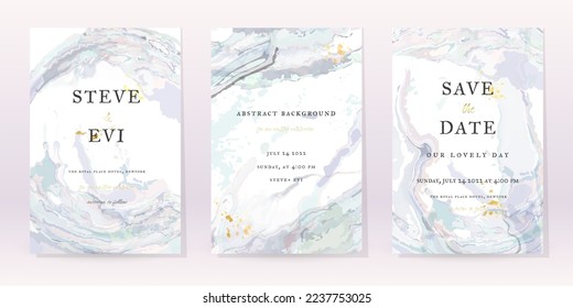 Marble Watercolor Set Vector Background. Template Wedding Art Design. Gold Luxury Spray on Marble Texture. Pastel Tones Style. Classic Minimalistic Invitation. Creative Cover for Brochure, Artwork.