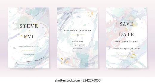 Marble Watercolor Set Vector Background. Template Wedding Art Design. Gold Luxury Spray on Marble Texture. Pastel Tones Style. Classic Minimalistic Invitation. Creative Cover for Brochure, Artwork.