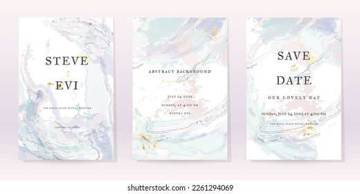 Marble Watercolor Set Vector Background. Template Wedding Art Design. Gold Luxury Spray on Marble Texture. Pastel Tones Style. Classic Minimalistic Invitation. Creative Cover for Brochure, Artwork.