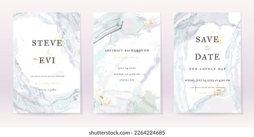 Marmor Aquarell Vektorhintergrund. Template Wedding Art Design. Gold Luxury Spray auf Marmor Texture. Pastellton Tones Style. Klassische Minimalistische Einladung. Creative Cover for Brochure, Artwork.