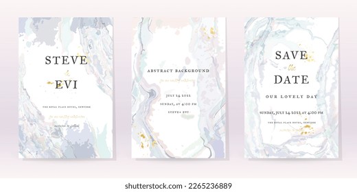 Marble Watercolor Set Vector Background. Template Wedding Art Design. Gold Luxury Spray on Marble Texture. Pastel Tones Style. Classic Minimalistic Invitation. Creative Cover for Brochure, Artwork.