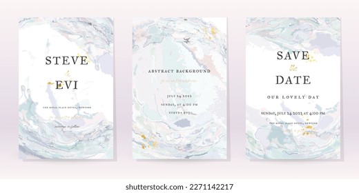 Marble Watercolor Set Vector Background. Template Wedding Art Design. Gold Luxury Spray on Marble Texture. Pastel Tones Style. Classic Minimalistic Invitation. Creative Cover for Brochure, Artwork.
