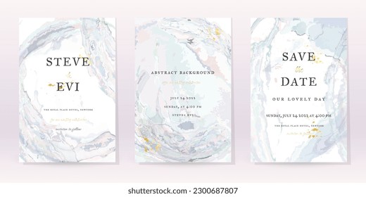Fondo vectorial del conjunto de acuarela de mármol. Diseño de arte de boda de plantilla. Spray de lujo de oro sobre textura de mármol. Estilo de tonos pasteles. Invitación minimalista clásica. Cubierta creativa para el folleto, obra de arte.