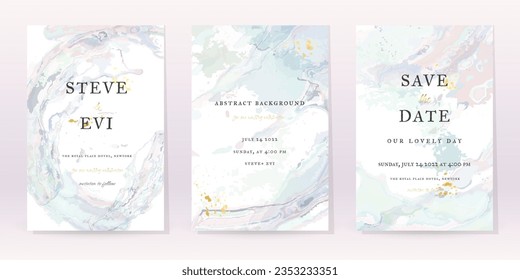 Marble Watercolor Set Vector Background. Template Wedding Art Design. Gold Luxury Spray on Marble Texture. Pastel Tones Style. Classic Minimalistic Invitation. Creative Cover for Brochure, Artwork.