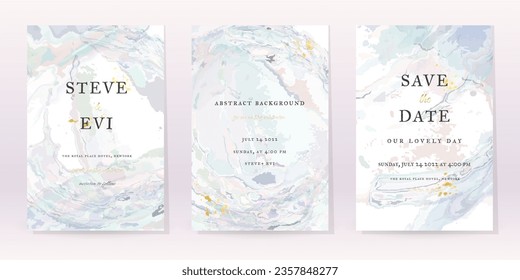 Marmor Aquarell Vektorhintergrund. Template Wedding Art Design. Gold Luxury Spray auf Marmor Texture. Pastellton Tones Style. Klassische Minimalistische Einladung. Creative Cover for Brochure, Artwork.