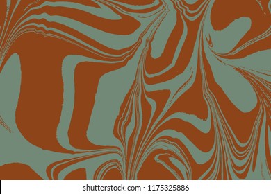 Marble with wave ripple texture background. Abstract marbling pattern or wood texture, watercolor Ebru style. Trendy textile, fabric, wrapping. Aqua ink painting on water. Vector.