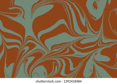 Marble with wave ripple texture background. Abstract marbling pattern or wood texture, watercolor Ebru style. Trendy textile, fabric, wrapping. Aqua ink painting on water. Vector.