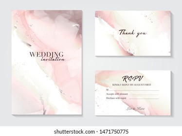 Marble Wedding Cover Background Vector Set. Marble Tender With Texture. Modern Design Background For Wedding, Invitation, Web, Banner, Card, Pattern, Wallpaper Vector Illustration. Rose Grey Color