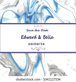 Marble wedding invitation. Hand painted marbling texture abstract background. 