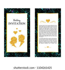 Marble Wedding Invitations ,thank you card, RSVP card,Place Cards, Business card. Marbling Texture design for poster, brochure, invitation, cover book, catalog. Vector illustration
