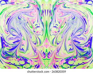 Marbled artwork ebru texture, exotic abstract background. Artwork marble paper. Colorful watercolor texture. Vector watercolor marbled illustration. 