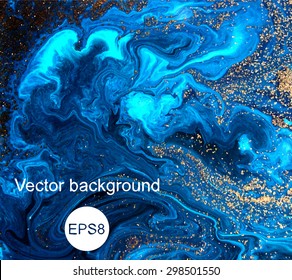 Marbled blue abstract background. Liquid marble pattern.