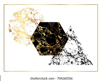 Marbled geometric shapes. Vector illustration.