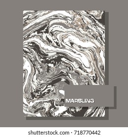 Marbled gray nature abstract background. Liquid marble pattern. Vector fluid texture.