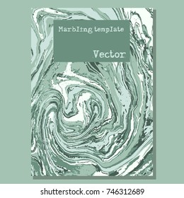 Marbled green abstract background. Liquid marble pattern. Vector fluid texture. Business template design