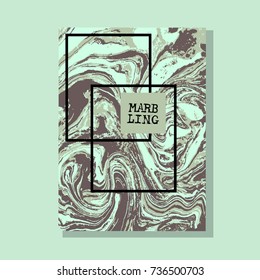 Marbled green and brown abstract background. Liquid marble pattern. Vector fluid texture. Business template design.