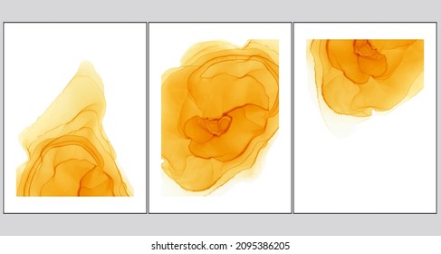 Marbled ink wall art poster set collection. Vector illustration template.