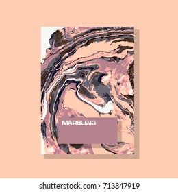 Marbled nude and pink abstract background. Liquid marble pattern. Vector fluid texture