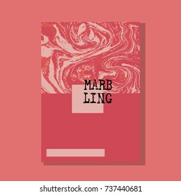 Marbled pastel abstract background. Liquid marble red pattern. Vector fluid texture. Business template design.