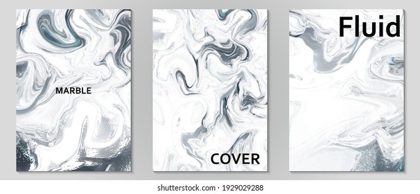 Conjunto de salpicaduras de mármol de fondo gris de la cubierta. El alcohol de tinta pinta textura natural acrílica. Diseño vectorial de decoración de obras de arte.
