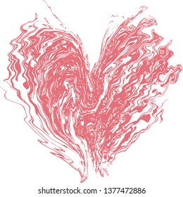 Marbled Textured Heart Vector Design Element in Coral