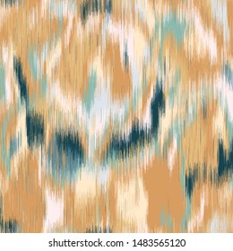 Marbled Woven Organic Ikat Texture Seamless Pattern. Striped Ethnic Irregular All Over Print. Vector Swatch