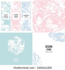 Marbles design kit. Banners, compositions, pattern. 