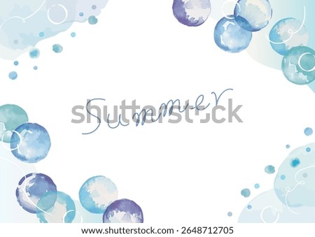 Marbles and summer, refreshing blue, watercolor frame title material