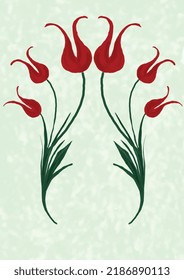 marbling art red tulip drawing pattern