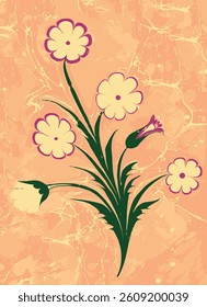 Marbling art tulip, hyacinth, flower drawing vector. Marbling art traditional turkish ottoman art. Ebru