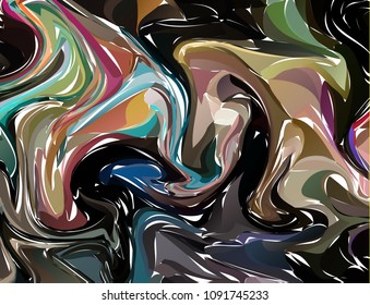 Marbling. Dark color Marble texture. Paint splash. Colorful fluid. Abstract liquid colored background. Vector illustration.