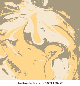 Marbling paint splash texture. Trendy background in natural yellow colors 