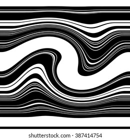 Marbling Texture for Design, Website, Background, Banner. Ink Liquid Element Template. Curve and Wavy Lines Pattern. Black and White Illustration.