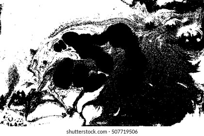 Marbling Texture for Design, Website, Background, Banner. Ink Liquid Element Template. Curve and Wavy Lines Pattern. Black and White Illustration.