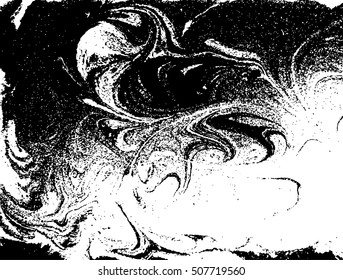 Marbling Texture for Design, Website, Background, Banner. Ink Liquid Element Template. Curve and Wavy Lines Pattern. Black and White Illustration.