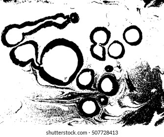 Marbling Texture for Design, Website, Background, Banner. Ink Liquid Element Template. Curve and Wavy Lines Pattern. Black and White Illustration.
