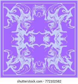 Marbling texture vector illustration. Seamless pattern. Bandanna shawl, tablecloth fabric print, silk neck scarf,hijab design.