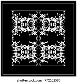 Marbling texture vector illustration. Seamless pattern. Bandanna shawl, tablecloth fabric print, silk neck scarf,hijab design.