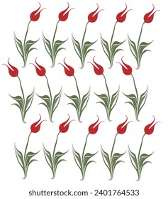 Marbling Tulip Pattern. Marbling Art, Turkish art of water marbling. Tulip vector pattern