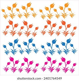 Marbling Tulip Pattern. Marbling Art, Turkish art of water marbling. Tulip vector pattern