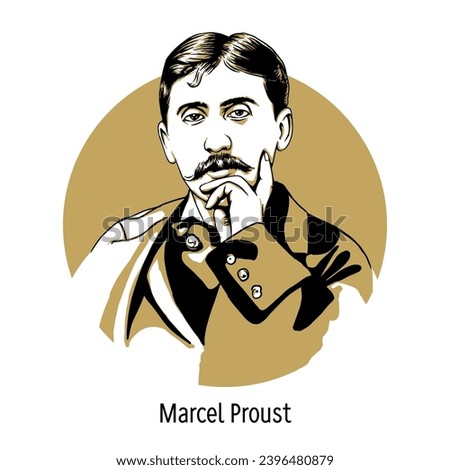 Marcel Proust is a French writer, short story writer and poet, novelist, representative of modernism in literature. Hand drawn vector illustration Stock photo © 