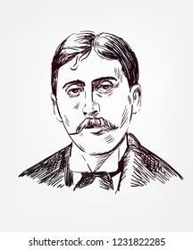 Marcel Proust Sketch Style Vector Portrait