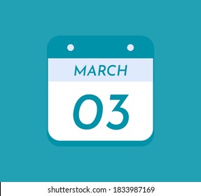 March 03 Single Day Calendar, 03 March
