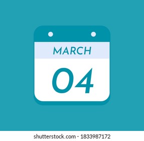 March 04 Single Day Calendar, 04 March