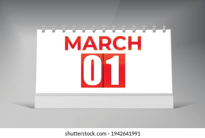 March 05, Desk Calendar Design Template. Single Date Calendar Design.
