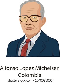 March 06, 2018, illustration vector isolated of Alfonso Lopez Michelsen, President, Colombia,