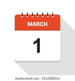 March 1 Calendar Date Icon