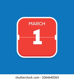 March 1 Calendar Flat Icon