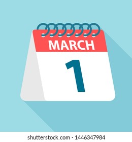March 1 - Calendar Icon - Vector Illustration